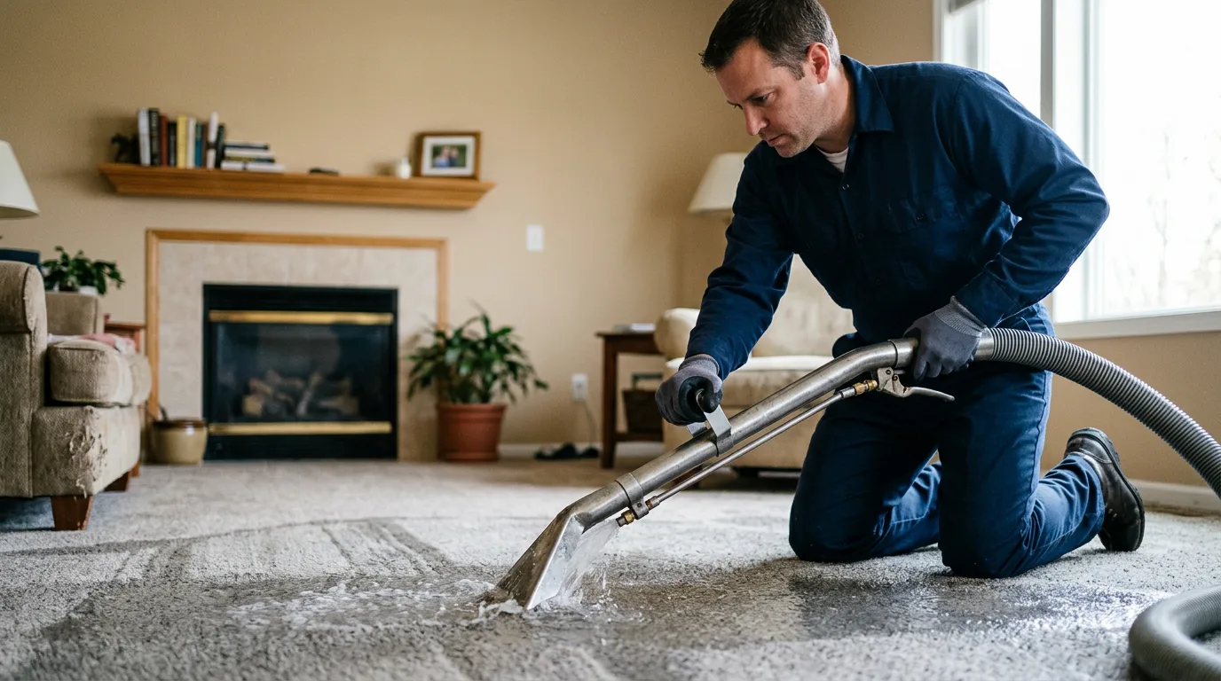 Water damage restoration technician working near Arlington, IL